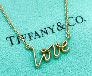 Tiffany & Co. Paloma Picasso 18K Yellow Gold Graffiti Love Pendant Necklace 16"